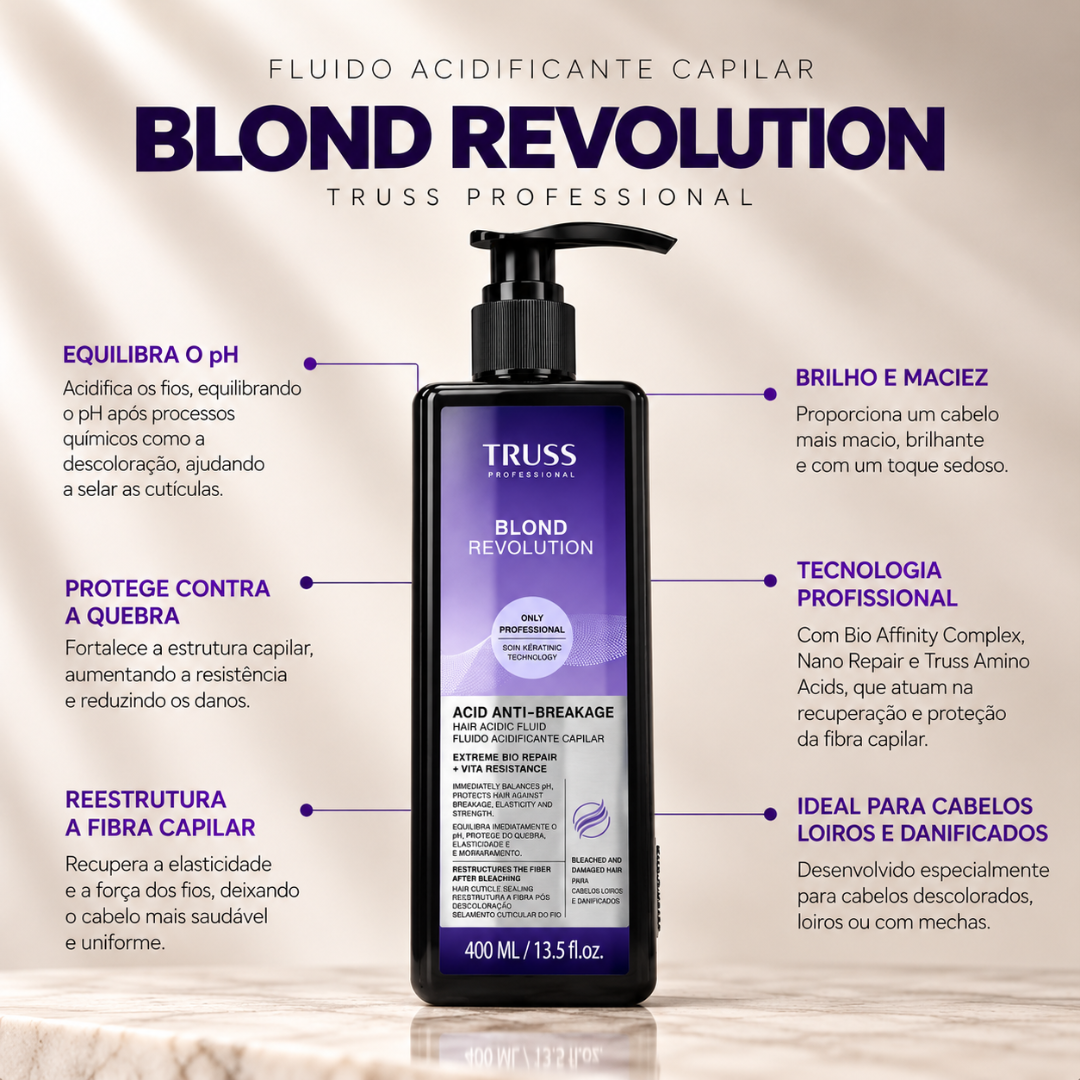 Fluido Acidificante | Acid Anti-Breakage Hair Acidic Fluid | Blond Revolution | 400ml | Truss