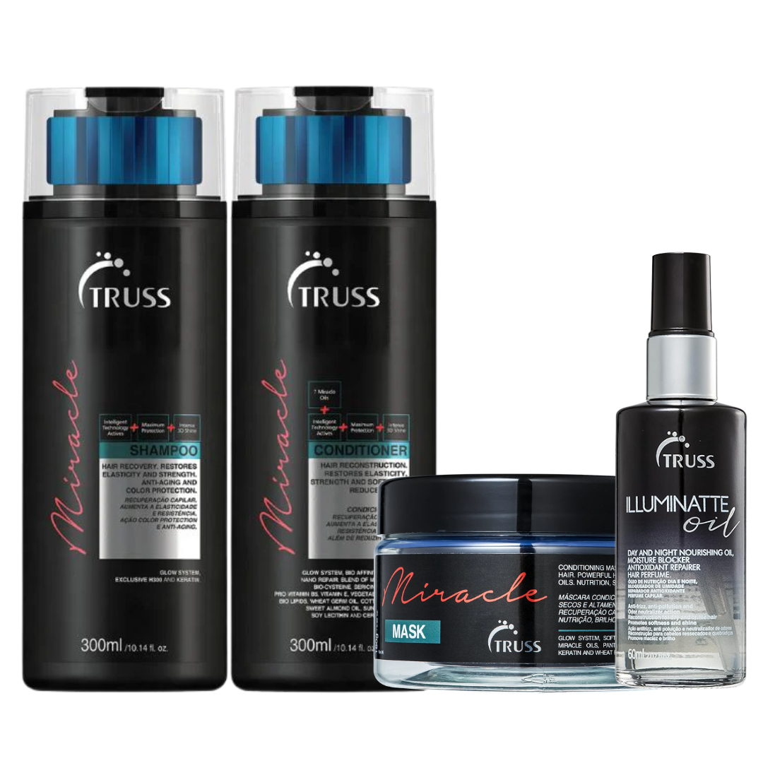 Pack Miracle Completo | Miracle Shampoo + Conditioner + Mask + Illuminatte Oil | Miracle | Truss Professional